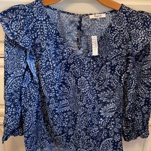 Madewell paisley garden v-neck blouse